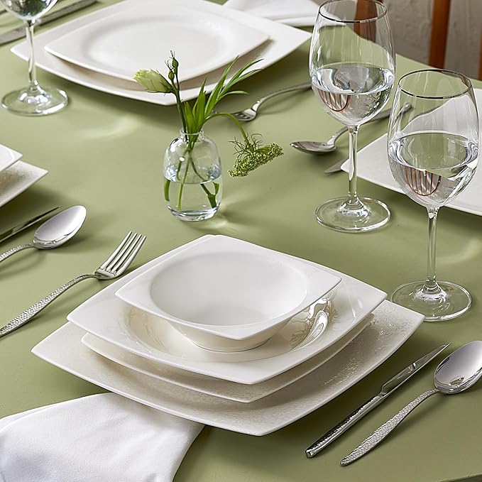 Karaca New Flava 24 Piece Porcelain Dinnerware Set for 6 People Elegant Porcelain Dishware with Dinner Pasta Side Plates Bowls Kitchen Essentials Durable Resistant Ideal for Dinner Serving