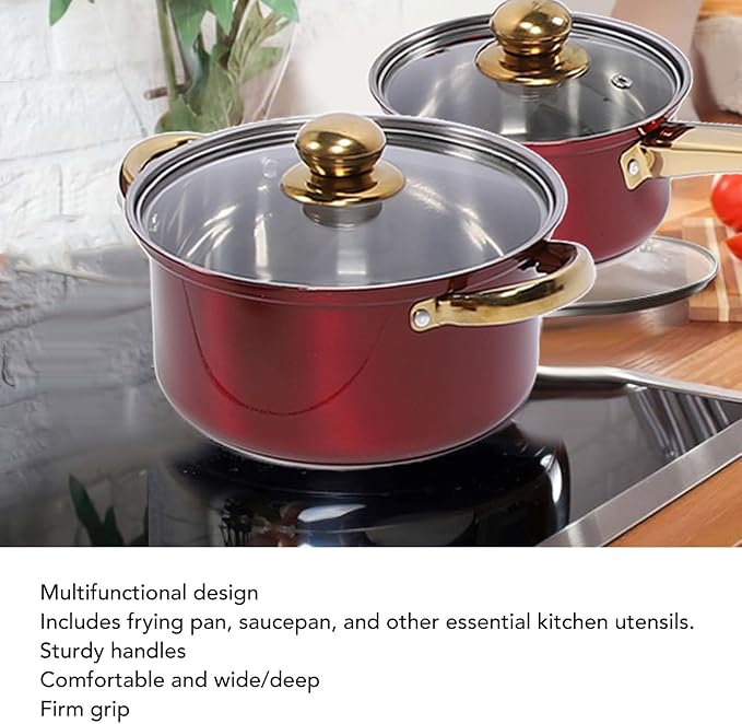 Thickened Stainless Steel Cookware Set Multifunctional Frying Pans Milk Pans Saucepan Set Kitchen Cooking Utensils