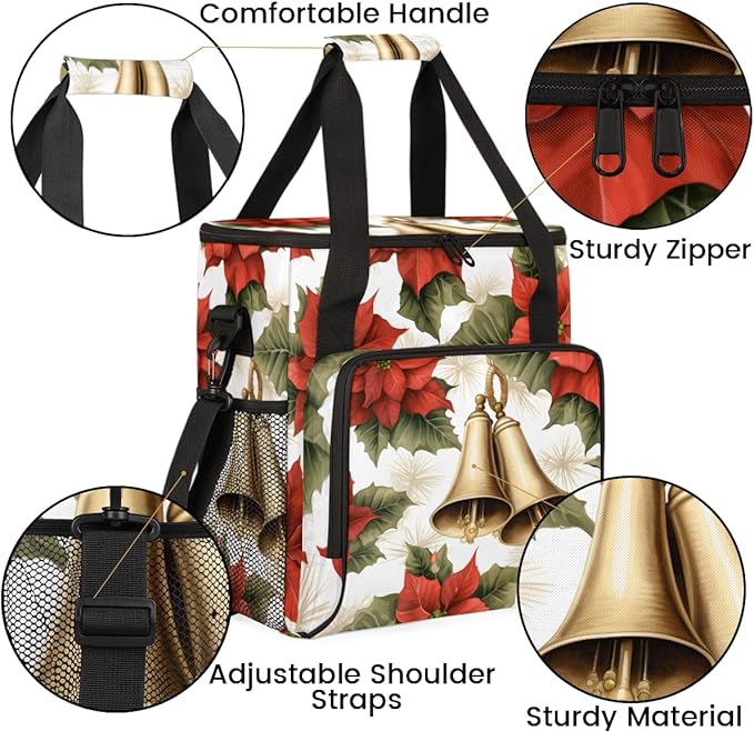 Holly Berry Flowers Coffee Maker Carrying Bag Mystical Flowers Travel Storage Bag Compatible with K-Mini or K-Mini Plus Single Serve Coffee Brewer Carrying Case with Pockets &amp Shoulder Strap