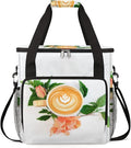 Coffee Latte Art Leaves Coffee Maker Carrying Bag Coffee Machine Travel Storage Tote Bag Compatible with K-Mini or K-Mini Plus Portable Single Serve Coffee Brewer Case with Pockets for K-Cup Pods
