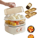 2-in-1 Electric Rice Cookers + Hotpot (With 3 Spice Plates) Double Layer Hot Food Warming Plate with Rotary Switch - One-Key Steaming 2.5l Bottom Pot + 4L Steam Tray