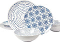 Melamine Dinnerware Set of 12 Pcs Dinner Dishes Set Bowls and Plates for Indoor and Outdoor with Unbreakable Non-breakable Lightweight Dining Tableware