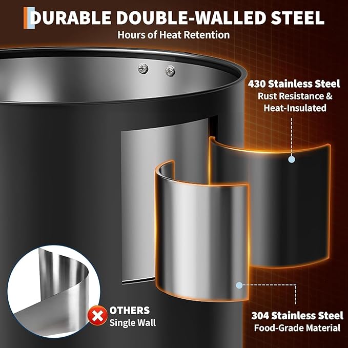 120 Cup 16L Commercial Coffee Maker | Large Capacity Coffee Urn with Double-Wall 304 Stainless Steel | Quick Brew Dispenser for Offices Meetings &amp Large Gatherings Black
