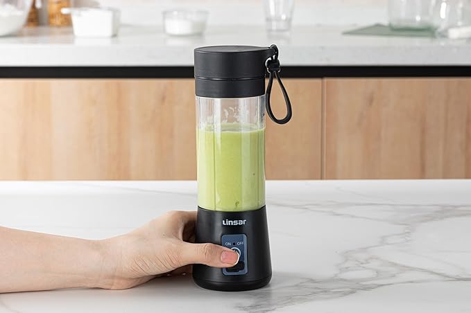 Portable Blender (Black) for Shakes and Smoothies with Durable Stainless Steel Blades for Powerful Blending Performance USB Rechargeable for Office Gym Kitchen and travel