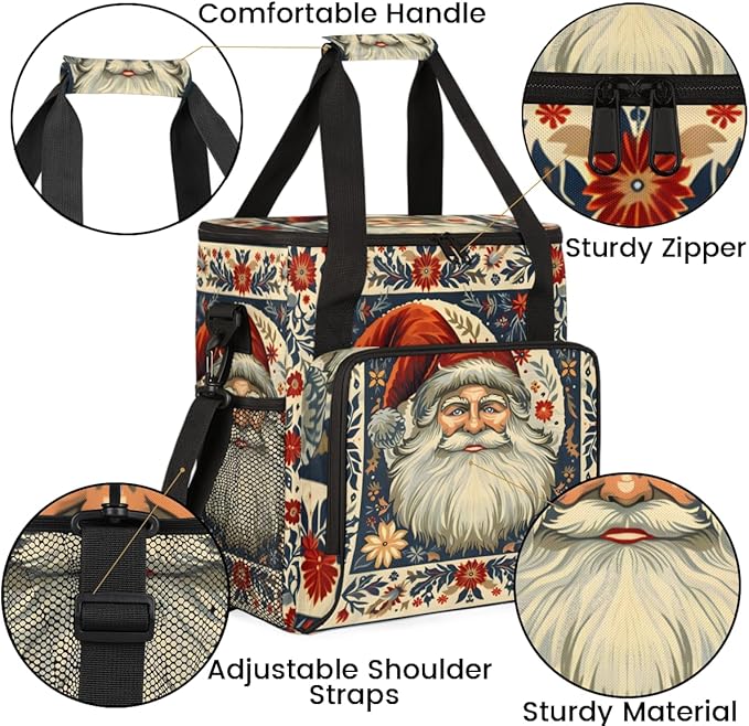 Cute Santa Claus Coffee Maker Carrying Bag Glowing Santa Claus Travel Storage Bag Compatible with K-Mini or K-Mini Plus Single Serve Coffee Brewer Carrying Case with Pockets &amp Shoulder Strap