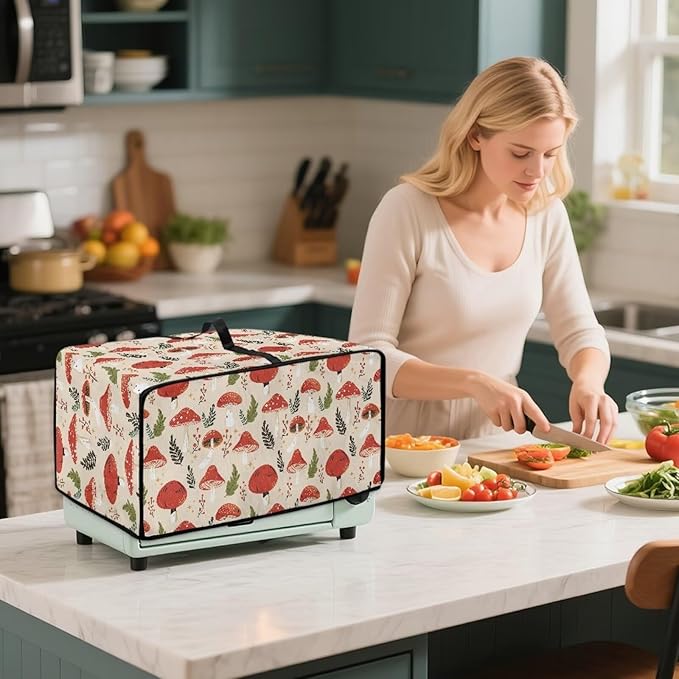 Toaster Oven Cover with Pockets Can Hold Jam Spreader Knife &amp Toast Machine Tongs Dust Fingerprint Protection Covers Keep Your Toaster Oven Pristine Cute Mushroom