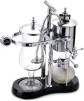 Diguo Belgian/Belgium Luxury Royal Family Balance Siphon/Syphon Coffee Maker. Elegant Double Ridged Fulcrum with Tee handle (Classic Silver)