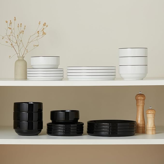Ceramic Dinnerware Set 12-Piece Service for 4 Round Microwave and Dishwasher Safe Cambridge Classics (French)