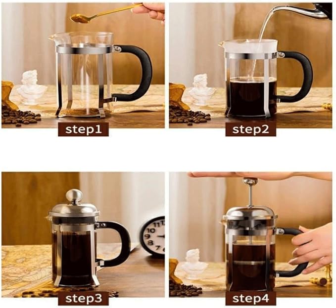 Press Coffee Maker 3-Layer Filter Coffee Pots Heat Resistant Carafe Coffee &amp Tea Carafes 600ml/1000ml (600ML)