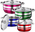 Generic 4pcs Stainless Steel Pot Set with Lids and Antiscald Handles Induction Compatible Stock Pots for Soup Seafood Canning and Catering Even Heat Distribution Polished Cookware