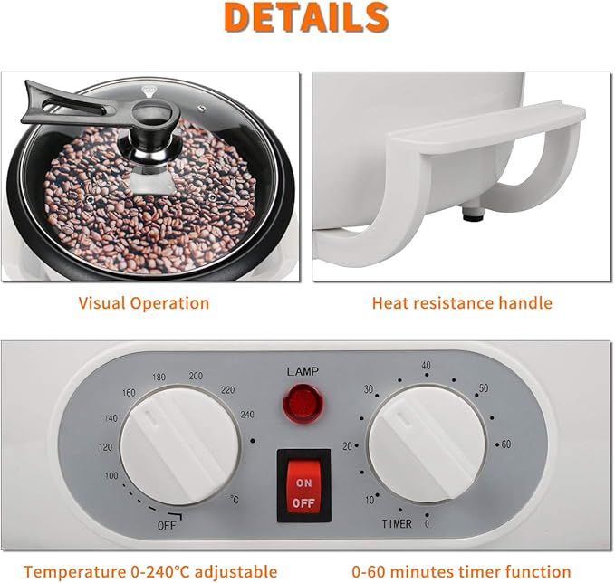 Coffee Bean Roaster Machine for Home Use Coffee Roaster Machine with Timing 110V 1200W