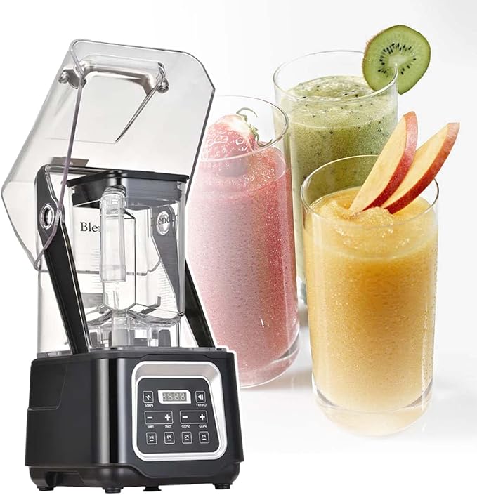 Electric Smoothie Blender1.5L Heavy Duty Ice Crusher Digital Screen Display Panel Control Time/Speed38000 Rpm Pure Copper Motor