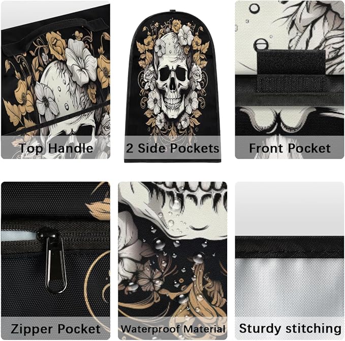 cfpolar Kitchen Aid Mixer Cover Compatible with 6-8 Quarts Vintage Flower Skull Stand Mixer Cover Kitchen Aid Mixers Accessories Appliance Organizer Bag Dust Covers with Zipper Pocket