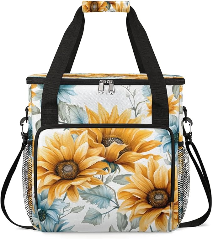 Sunflowers Pattern Coffee Maker Travel Bag for K-Mini or K-Mini Plus Single Serve Coffee Brewer Portable Storage Tote Case for Tarvel