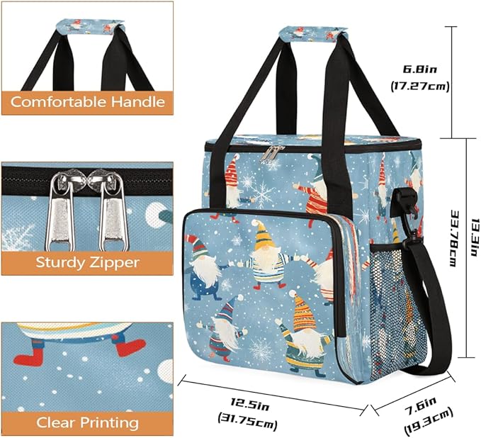 Christmas (708) Coffee Maker Carring Bag Travel Carrying Storage Tote Bag Compatible with Keurig K-Mini or K-Mini Plus Portable Single Serve Coffee Brewer Case with Pockets for K-cup Pods
