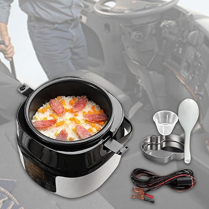 Compact 2L Rice Cooker And Food Steamer for Travel And Home Use 12V 80w