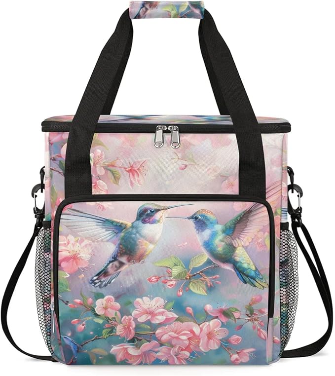 Coffee Maker Carrying Bag Hummingbird Floral Single Cup Coffee Maker Travel Bag Compatible with Keurig K-Mini or K-Mini Plus Portable Storage Bag with Shoulder StrapAZ-201