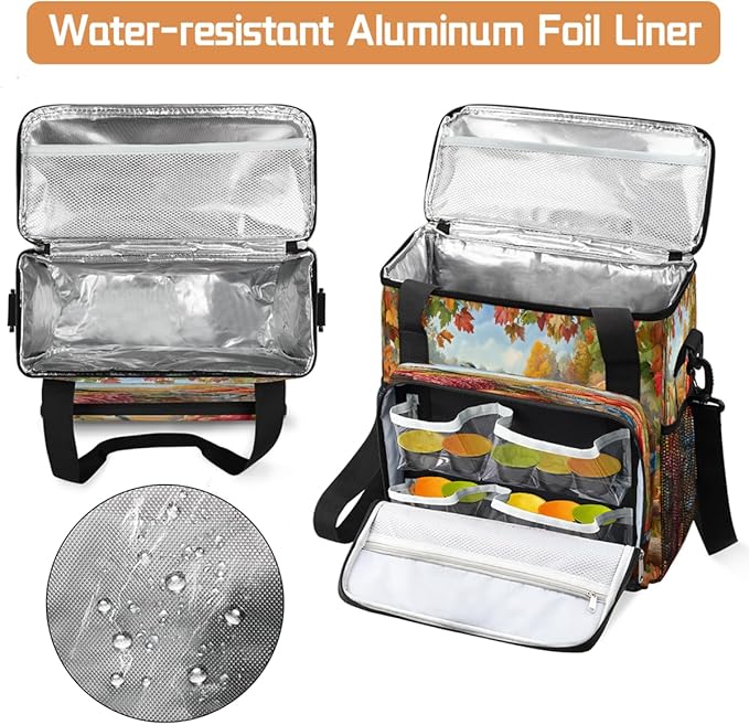 Autumn Apple Maple Leaves Bird Coffee Maker Carring Bag Travel Carrying Storage Tote Bag Compatible with Keurig K-Mini or K-Mini Plus Portable Single Serve Coffee Brewer Case with Pockets