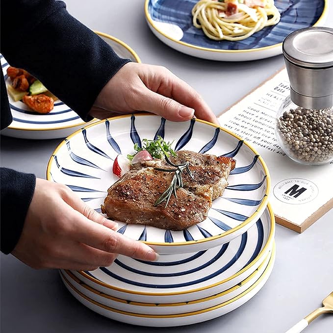Dinnerware Set Japanese Style 4 Colors Includes 4-Piece Dinner Plates 4-Piece Salad Plates and 4-Piece Bowls24Pieces for 8A