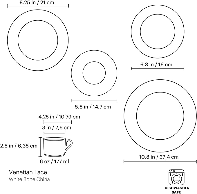 Lenox Venetian Lace 5 Piece Place Setting 5-Piece Place Setting Lenox Venetian Lace Fine DinnerwareWhite
