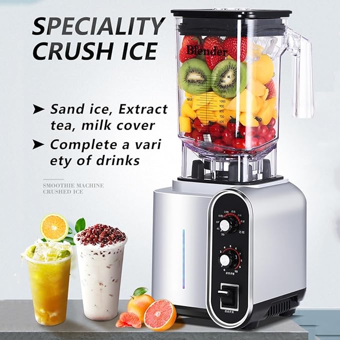 Smoothie Blender2200W Multifunction Commercial Quiet Blender with Tea cup/milk cover cup/smoothie cup1.5LProfessional Countertop BlenderHousehold Quiet Blenderfor Puree Crush Ice Smoothies(Black