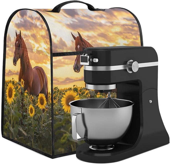cfpolar Kitchen Aid Mixer Cover Compatible with 6-8 Quarts Animal Horse Sunflower Stand Mixer Cover Kitchen Aid Mixers Accessories Appliance Organizer Bag Dust Covers with Zipper Pocket