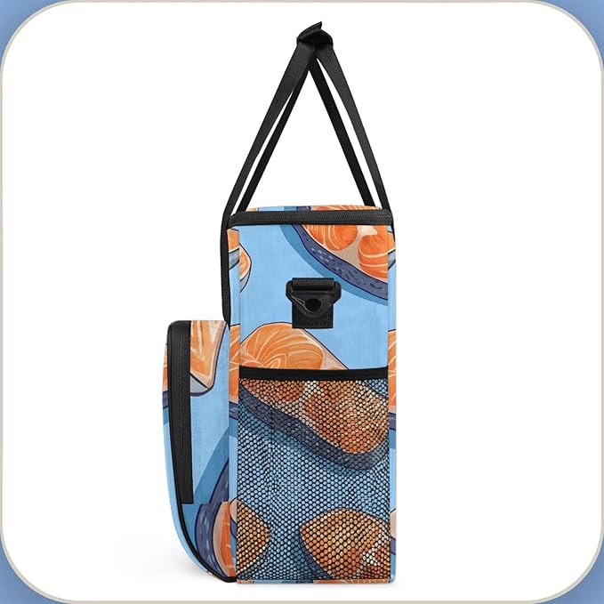 Fish Coffee Maker Travel Bag Fishes Salmons Insulated Grocery Bag Travel Picnic Leakproof Cooler Bags With Shoulder Strap