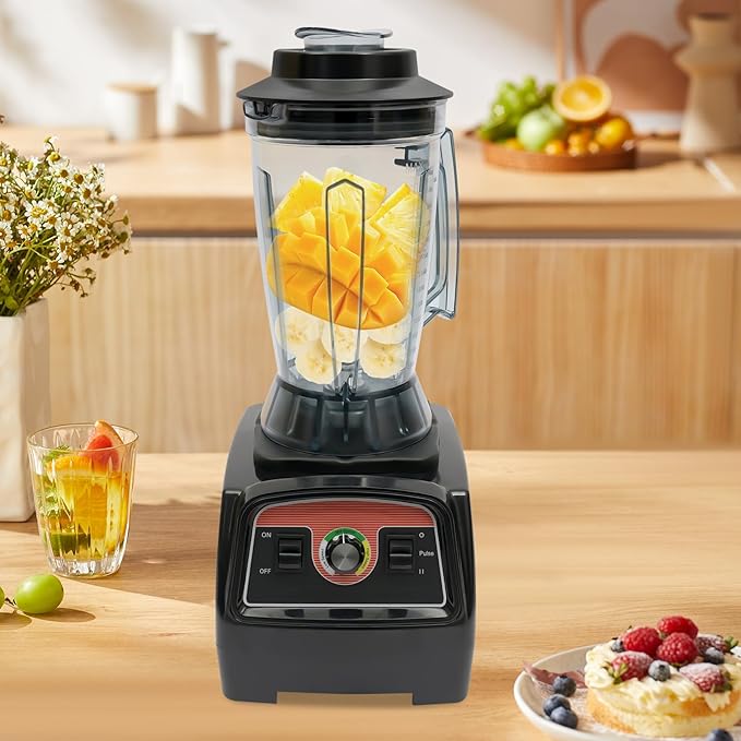 Commercial Blender Heavy-Duty Smoothie Blenders 3.3HP 2800W Power Juicer Food Process Adjustable Speed Blender Mixer for Smoothies Ice Crush Frozen Drinks