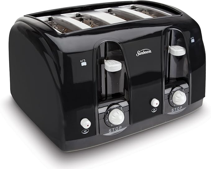 Sunbeam Wide Slot 4-Slice Toaster Black (003911-100-000)