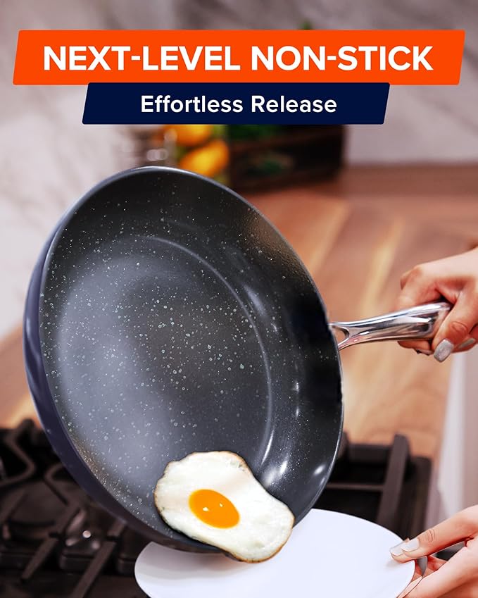 Nuwave Lux 13-Piece Premium Cookware Collection Healthy G10 Duralon Blue Ceramic Nonstick Ultra Durable PFAS-Free Lightweight &amp Works on All Cooktops