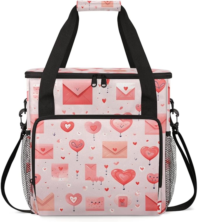 Heart Letter Coffee Maker Carrying Bag Portable Travel Storage Tote Bag Compatible with K-Mini or K-Mini Plus Single Serve Coffee Brewer Carrying Case with Multiple Pockets &amp Shoulder Strap