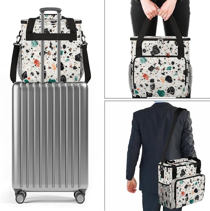 Marble Pattern Design Coffee Maker Carrying Bag Compatible with K-Mini or K-Mini Plus Portable Single Cup Coffee Maker Case with Pockets for K Cup Pods