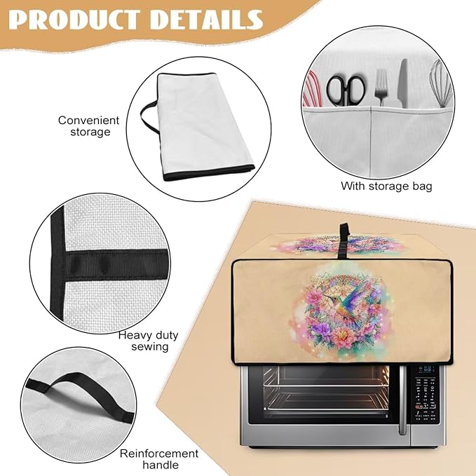Toaster Cover Sea Turtle Hummingbird Flower Printed Bread Maker Machine Covers Heavy Duty Microwave Toaster Oven Dust Cover for Kitchen Counter Kitchen Small Appliance Cover L