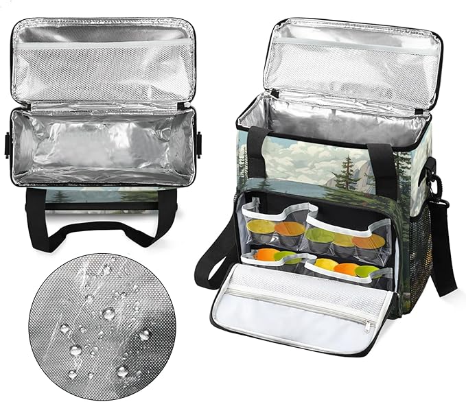 Camping Forest Coffee Maker Travel Bag for Keurig K-Mini/K-Mini Plus Insulated Waterproof Tote with Pockets for K-Cup Portable Single-Serve Brewer Case