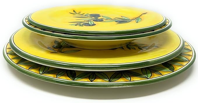 CERAMICHE D'ARTE PARRINI - Italian Ceramic Serving Dinnerware Set Complete Pattern Olives Art Pottery Made in ITALY Tuscany