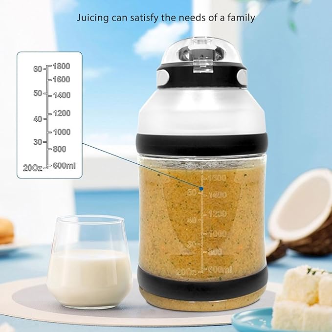 Portable Blender 18000rpm 4000mAh Travel Blender Mini Blender Size Blender USB Rechargeable Blender with 6 Blades for Travel Office and Sports (Black)