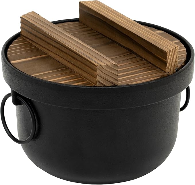 Ikenaga Iron Works Delicious Rice Iron Pot Black 2 Pieces