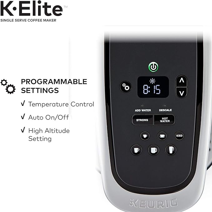 Keurig C K-Elite Maker Single Serve K-Cup Pod Brewer with Iced Coffee Capability Extra Included 75oz Brushed Silver Plus Filter Bundle