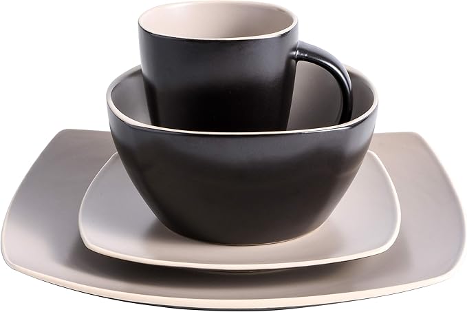 Gibson Elite Soho Lounge Dinnerware Set Service for 4 (16pcs) Matte Taupe