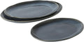 Gibson Elite Sandy Pines 3 Piece Oval Platter Set 15.7” 13.75” &amp 12” Stoneware Serving Platters Reactive Glaze Finish Blue Microwave &amp Dishwasher Safe