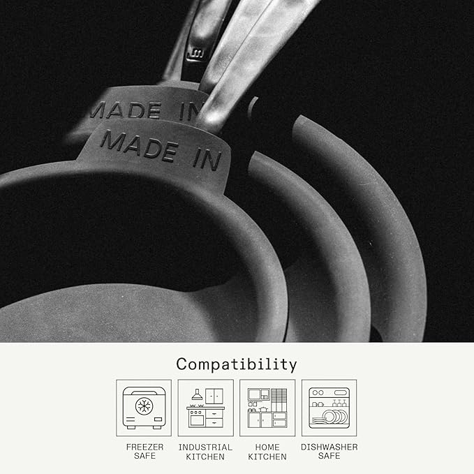 Made In Cookware | 3 Piece Set (Includes 81012) Frying Pan Protectors | Graphite | Molded Silicone | Dishwasher Safe