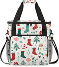 Christmas Snowflake Coffee Maker Carrying Bag Xmas Stocking Travel Storage Bag Compatible with K-Mini or K-Mini Plus Single Serve Coffee Brewer Carrying Case with Multiple Pockets &amp Shoulder Str