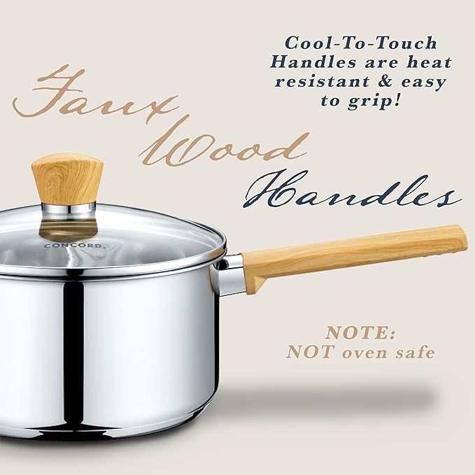 Concord 10 Piece Stainless Steel Cookware Set includes Saucepans Stock Pots and Pans/Skillets