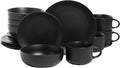 10 Strawberry Street Wazee Matte Coupe Dinnerware Set 16 pc Black