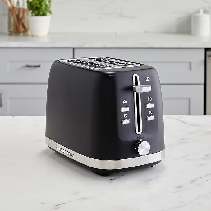 West Bend Toaster 2-Slice Extra-Wide and Deep Slots with 3 Functions and 7 Shade Settings Manual Toast Lift Lever Auto Shut-Off and Removable Crumb Tray 750-Watts Black