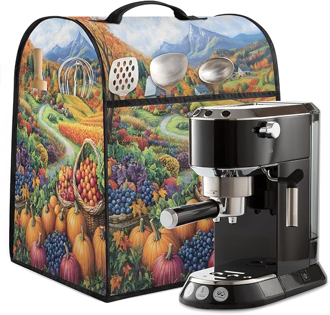 cfpolar Kitchen Aid Mixer Cover Compatible with 6-8 Quarts Autumn Grapes Pumpkin Maple Leaves Stand Mixer Cover Kitchen Aid Mixers Accessories Appliance Organizer Bag Dust Covers with Zipper Pocket