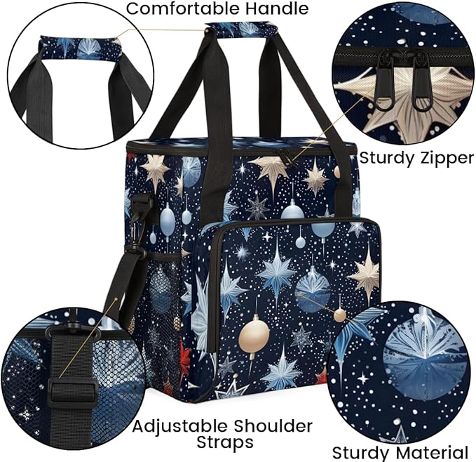Snowflake Coffee Maker Carrying Bag Christmas Bell Travel Storage Bag Compatible with K-Mini or K-Mini Plus Single Serve Coffee Brewer Carrying Case with Multiple Pockets &amp Shoulder Strap