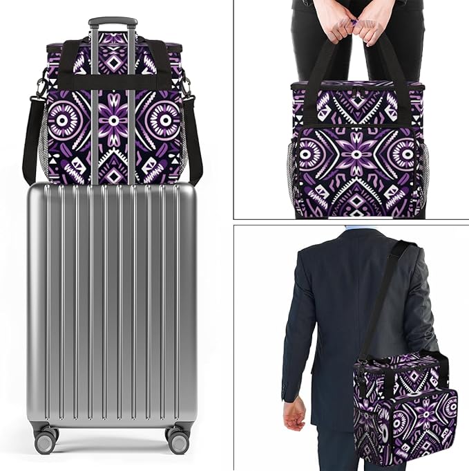 Vintage Mandala Coffee Maker Carrying Bag Geometry Aztec Pattern Travel Storage Bag Compatible with K-Mini or K-Mini Plus Single Serve Coffee Brewer Carrying Case with Pockets &amp Shoulder Strap