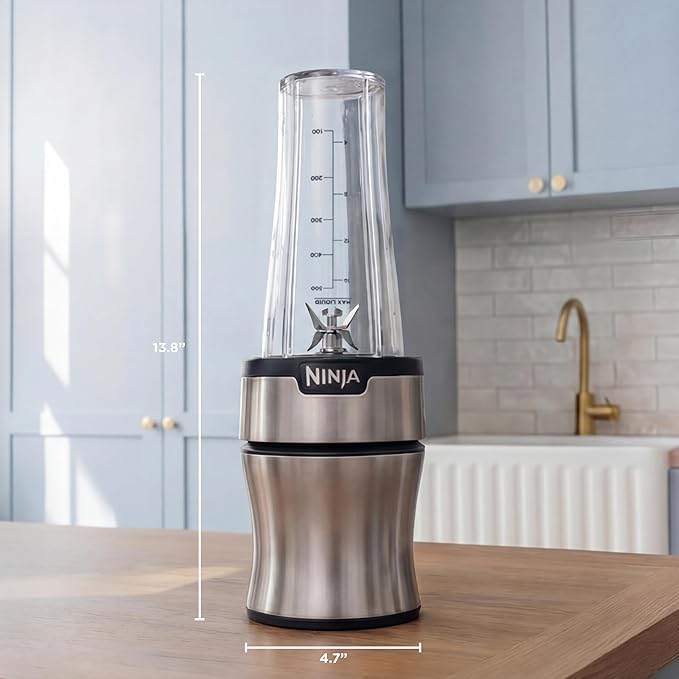 Ninja BN301 Nutri-Blender Plus Compact Personal Blender 900-Peak-Watt Motor Frozen Drinks Smoothies Sauces &amp More (3) 20 oz. To-Go Cups (2) Spout-Lids (1) Storage-Lid Dishwasher Safe Silve