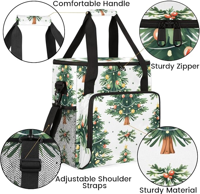 Christmas Festivals Coffee Maker Carrying Bag Modern Tree Travel Storage Bag Compatible with K-Mini or K-Mini Plus Single Serve Coffee Brewer Carrying Case with Multiple Pockets &amp Shoulder Strap